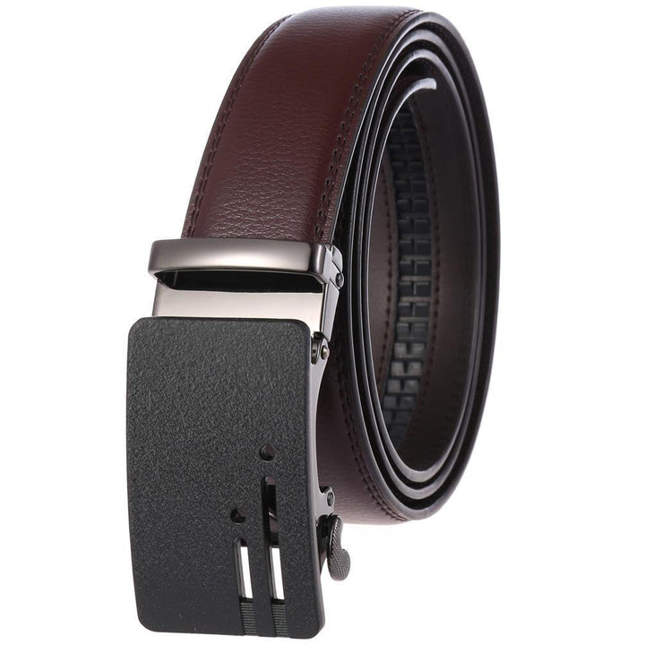 New Automatic Buckle Belt Men's Belt Two-layer Leather - Trendha