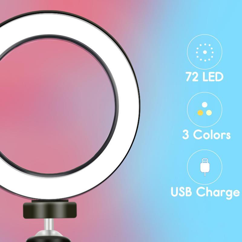5500K 72 LED Ring Light Round Selfie Camera Video Makeup Mirror Light Lamp Light W/Holder - Trendha