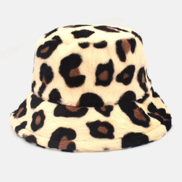 Unisex Plush Soft Warm Casual All-match Cute Leopard Pattern Bucket Hat - Trendha
