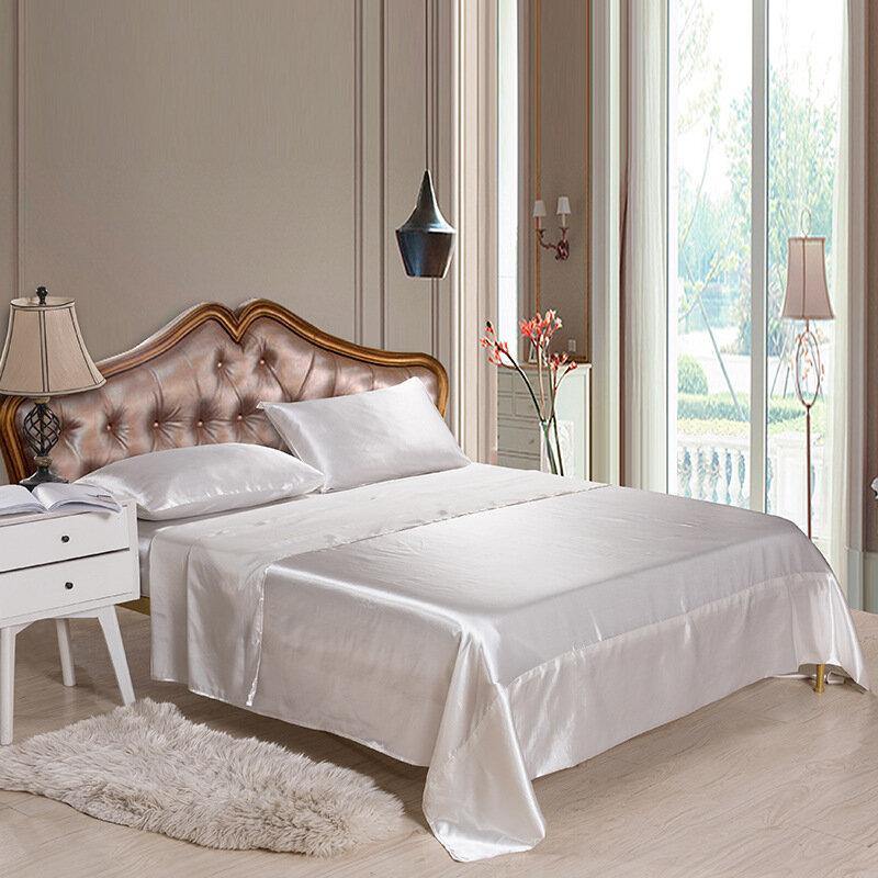 Silk Like Soft Fitted Sheets Sets Satin Solid Color Bedding 4pcs/Set Bedspread Bed Linens Set - Trendha