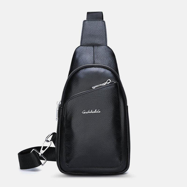 Men Cowhide Genuine Leather Multi-Pocket Double Zipper Breathable Retro Chest Bags Crossbody Bag Shoulder - Trendha