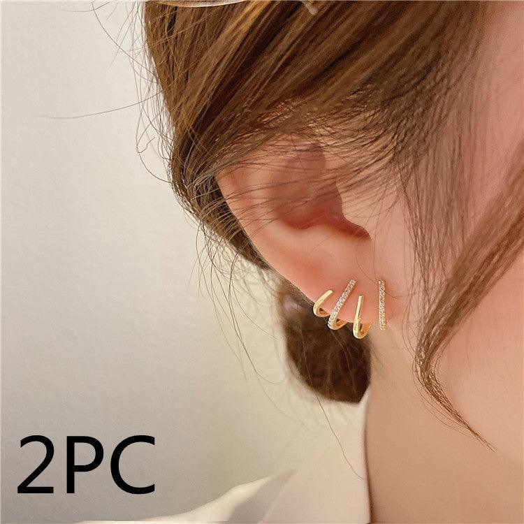 New Elegant Zircon Four-claw Stud Earrings Gold Color For Women Exquisite Cute Earring Korean Fashion Jewelry - Trendha