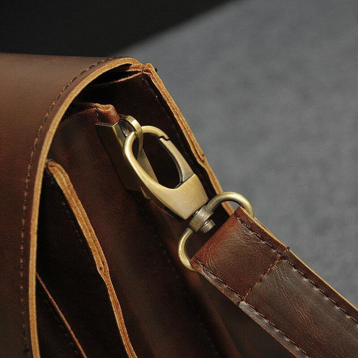 Men PU Leather Multi-Pocket Handbag Business Bag Laptop Bag Shoulder Bag - Trendha