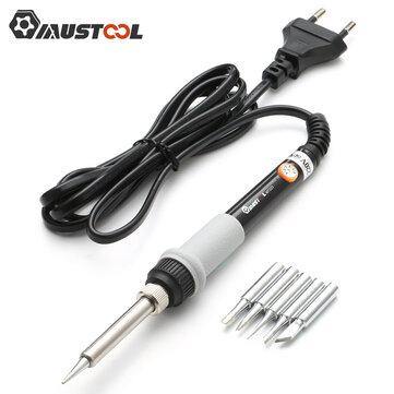 Mustool MT223 60W Adjustable Temperature Electric Solder Iron with 5pcs Solder Tips - Trendha