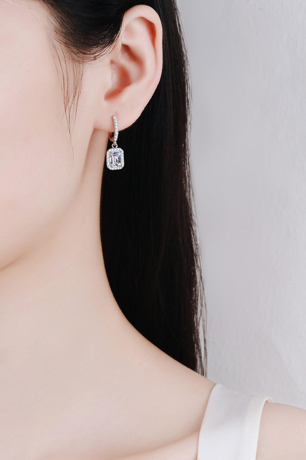 Moissanite 925 Sterling Silver Drop Earrings - Trendha