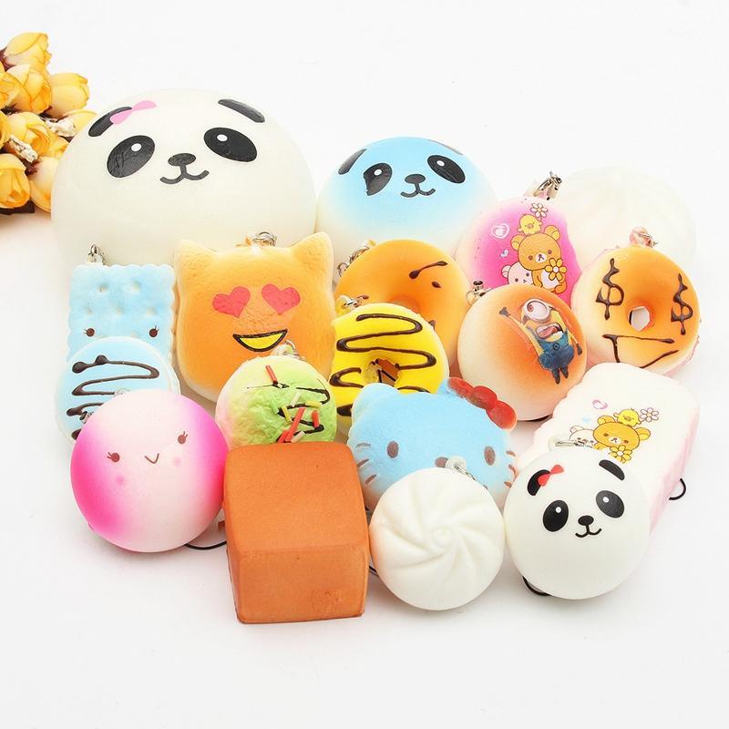 18PCS Random Soft Squishy Panda Cake Phone Charm Strap - Trendha