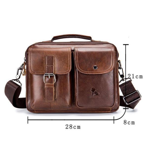 Mens Leather Messenger Bag Retro Laptop Bag Business Briefcase Shoulder Bag - Trendha