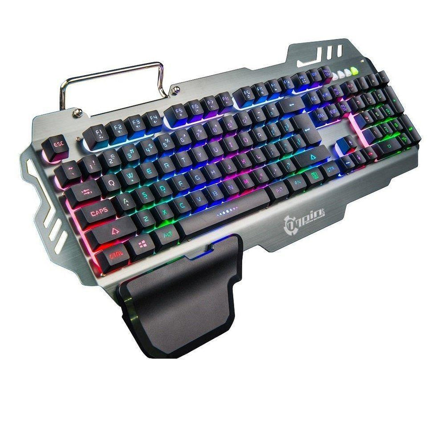 Keyboard LED Backlight Gaming Keyboard with Mechanical Feeling 104 Keys Waterproof Material Keyboard Holder for PC Gamer Home Office - Trendha