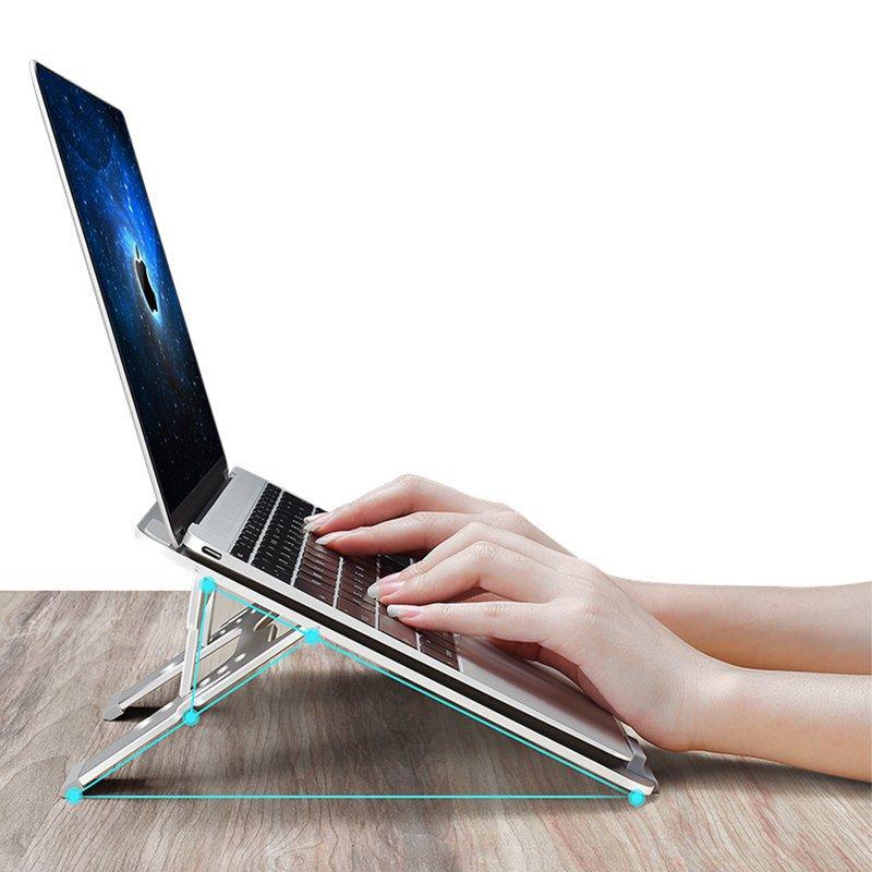 Universal Aluminum Alloy Height Adjustable Foldable Cooling Stand Desktop Holder for Mac Tablet Laptop - Trendha