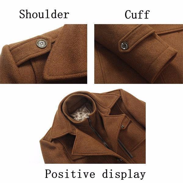 Unique Collar Warm Wool Trench Fashion Zipper Button Jacket - Trendha