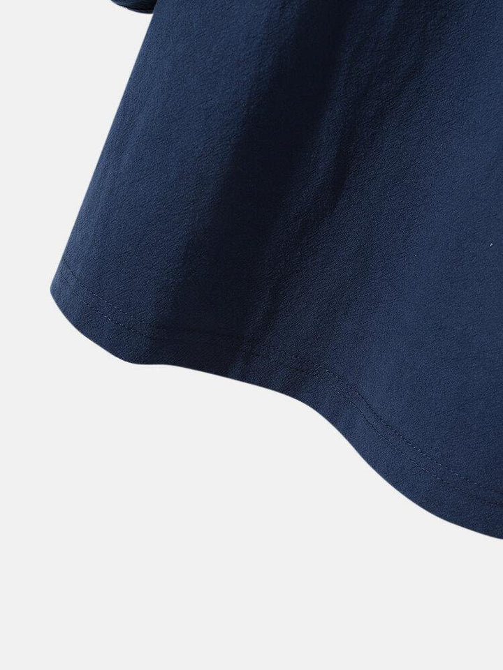 Mens Fnuuy Pattern & Slogant Embroidery Side Stripe Preppy Henley Shirt - Trendha