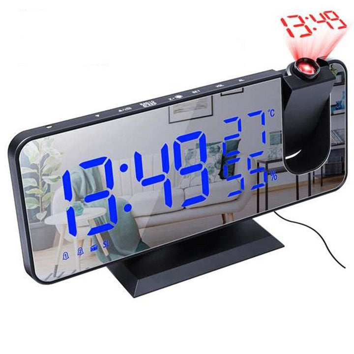 Electronic LED Projector Alarm Clock Desktop Digital Projection Alarm Clock Smart Home Bedroom Bedside Clock - Trendha