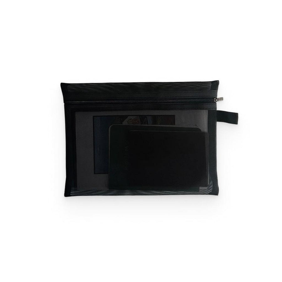 Black Mesh Cosmetic Bag - Trendha