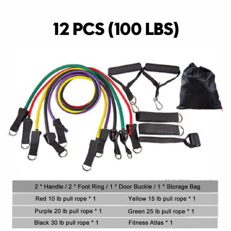10-16Pcs/Set Resistance Bands Yoga Rubber Tubes Home Fitness Pull Rope Gym Exercise Tool - Trendha
