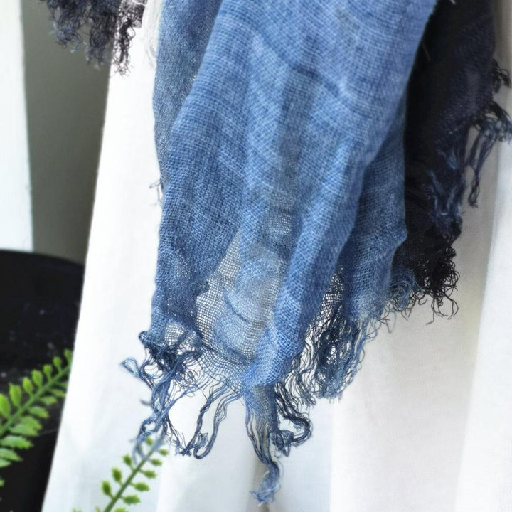 Women Cotton Gradient Color Natural Fold Silk Scar Casual Neck Protection Literary Style Scarf - Trendha