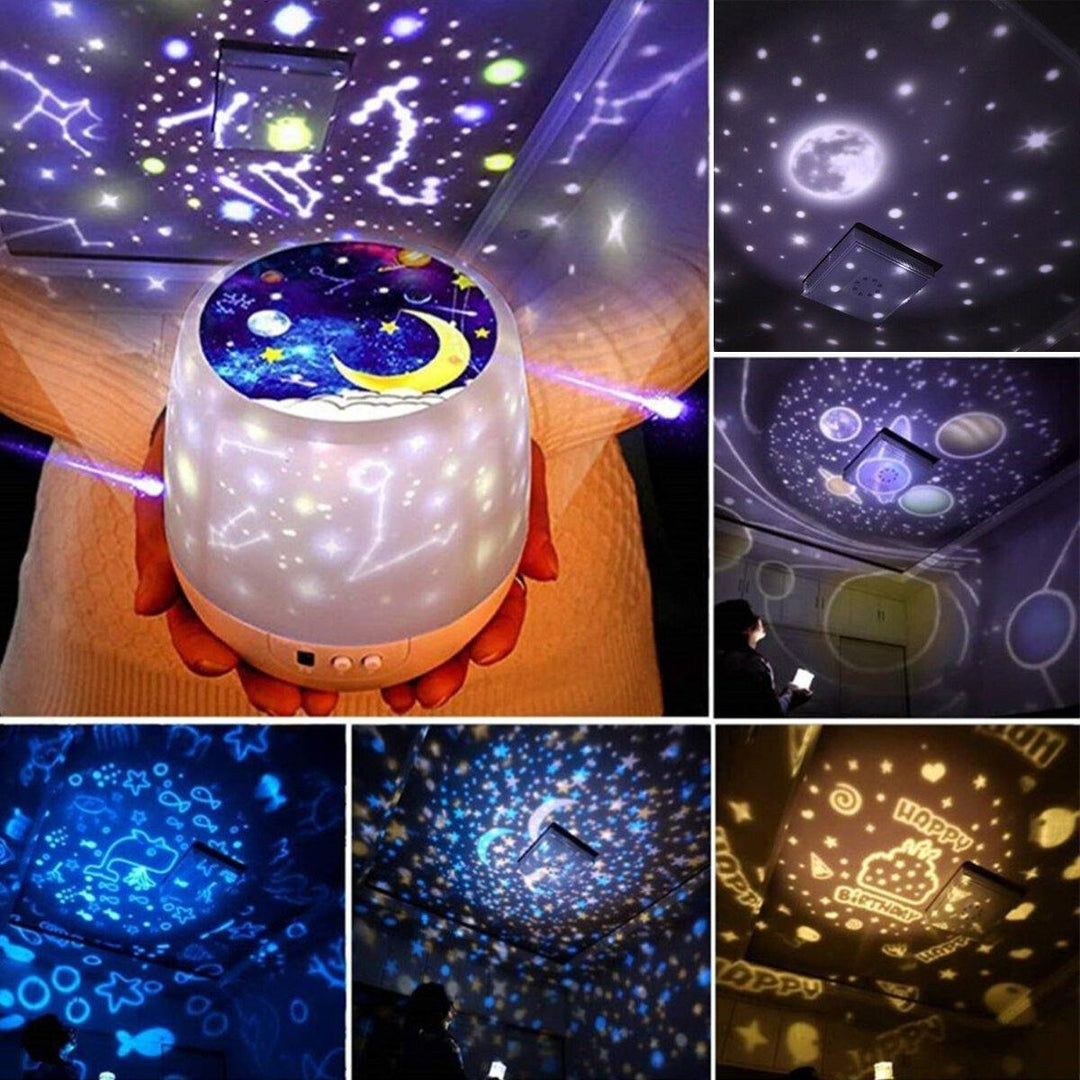 Rotation LED Night Light Ceiling Projector Kids Star Sky Moon Baby Bedroom Atmosphere Making - Trendha