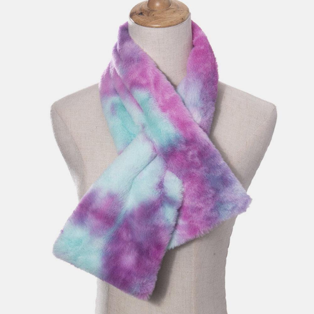 Unisex Plush Plus Thicken Tie-dye Warm Casual All-match Neck Protection Scarf - Trendha