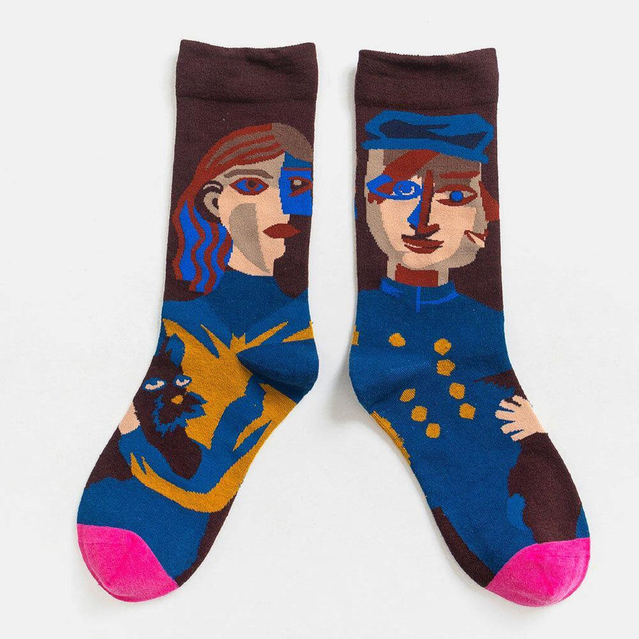 Unisex British Style Retro Couple Patchwork Color Personality Tube Socks - Trendha