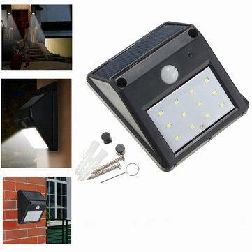 12 LED Solar Powered PIR Motion Sensor Light Outdoor Garden Security Wall Light - Trendha