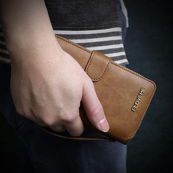 FLOVEME 4.7-5.5 inches Cell Phone Case Men Women Clutch Bag PU Leather Wallet for iphone - Trendha