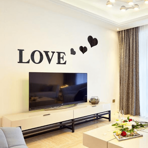 3D Multi-color Love Silver DIY Shape Mirror Wall Stickers Home Wall Bedroom Office Decor - Trendha