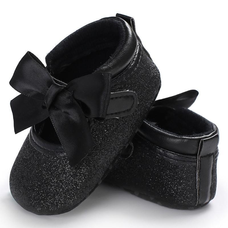 Baby Girl's Lace Up Glitter Bowknot First Walkers - Trendha