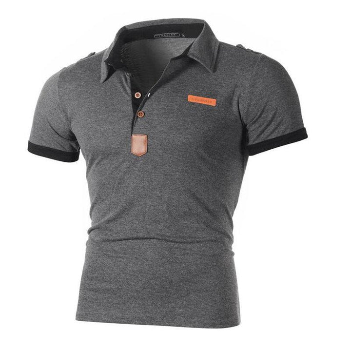 Mens Business Golf Shirt Patchwork Short Sleeve Slim Spring Summer Casual Cotton Tops - Trendha