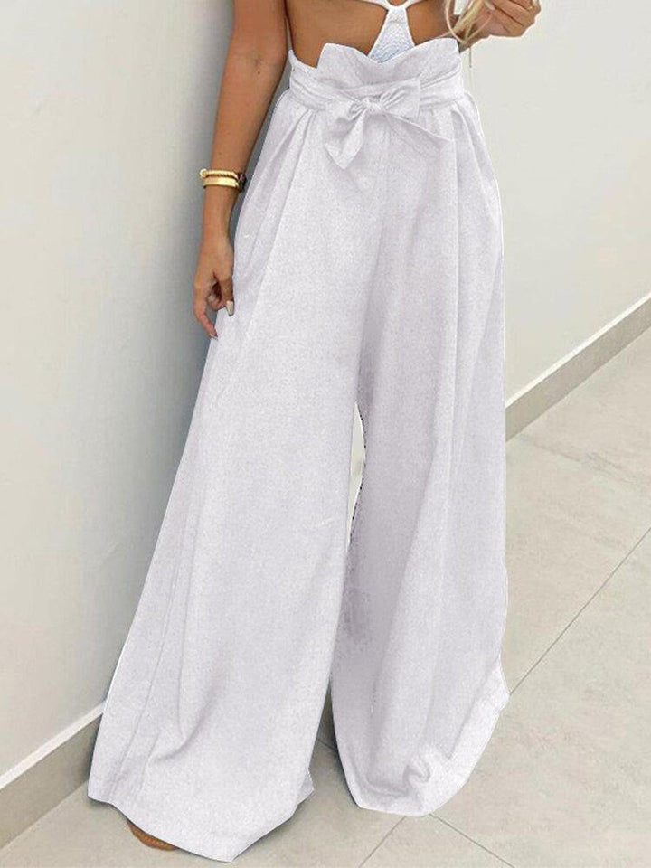 Women Floor Length Solid Pleating Casual Loose Fit Pants - Trendha