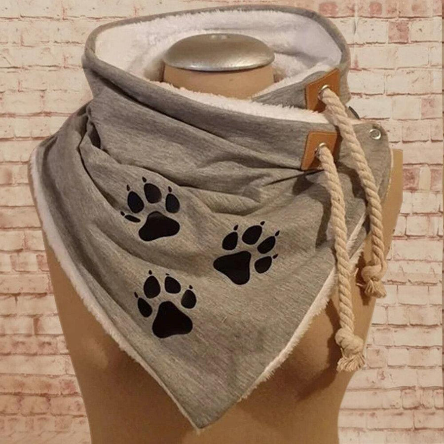 Women Animal Paws Pattern Thick Casual Warm Adjustable Neck Wrap Scarf - Trendha