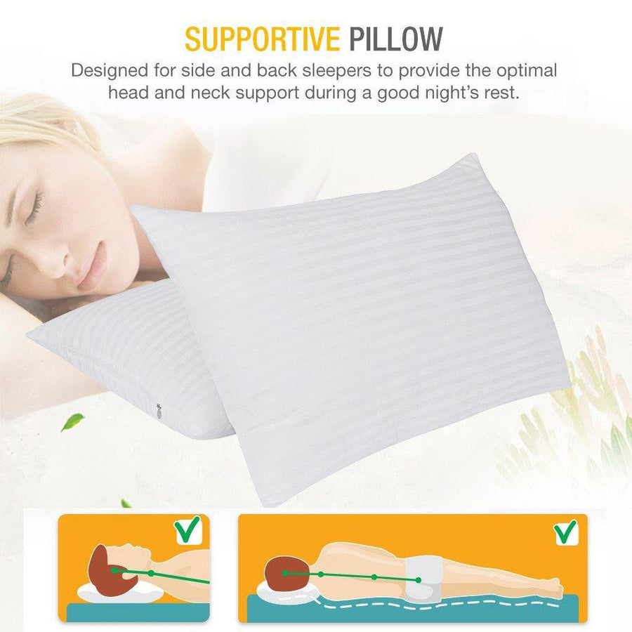 Cotton Satin Comfort Pillow Quality Bed Pillow 2 Pieces - Trendha