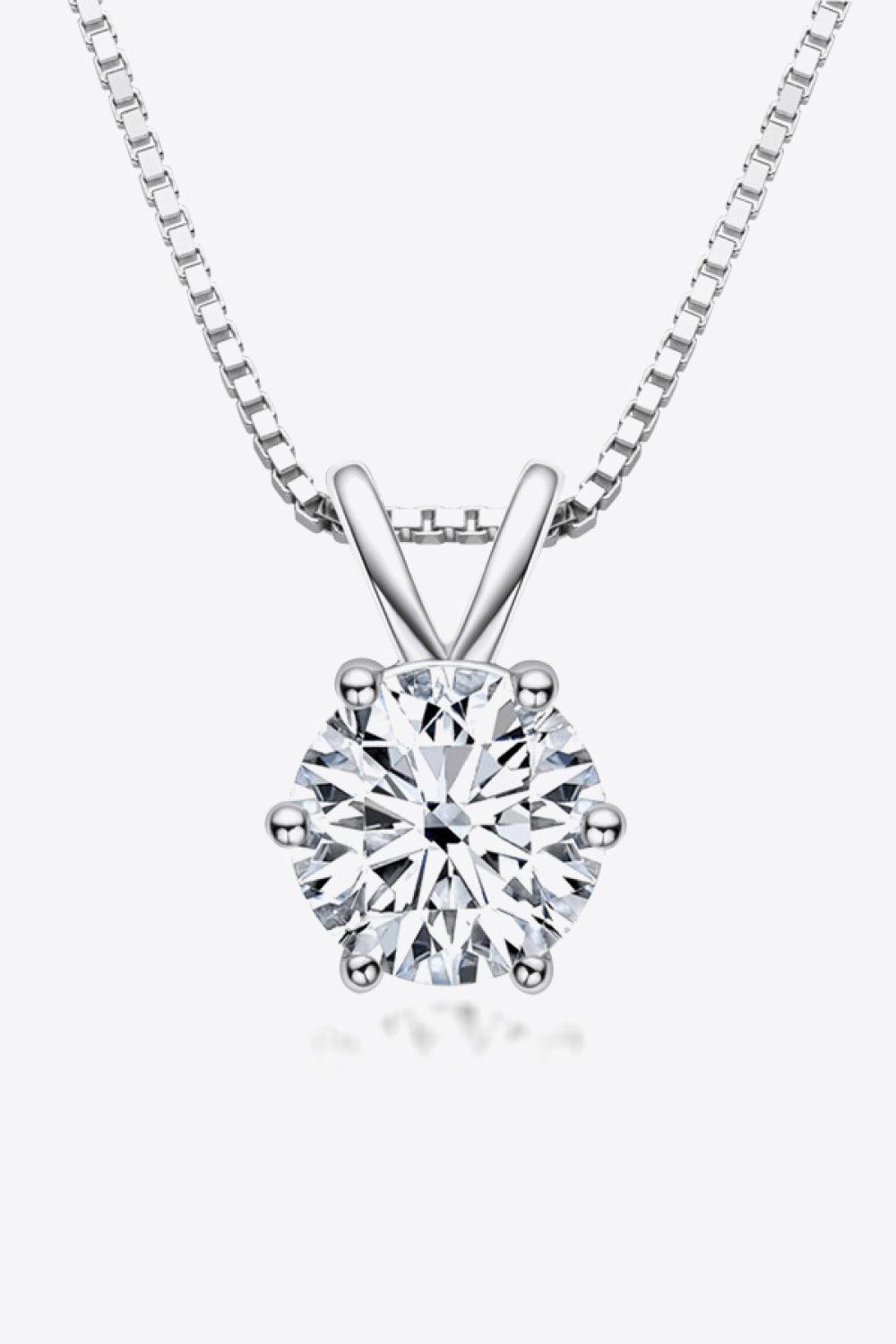 925 Sterling Silver 1 Carat Moissanite Pendant Necklace - Trendha