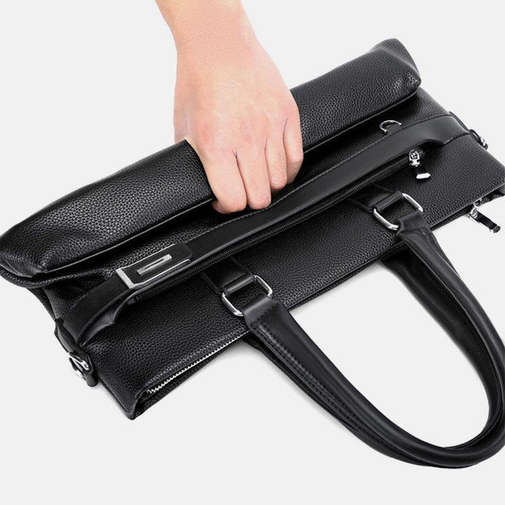 Men Faux Leather Business 15.6 Inch Laptop Bag Briefcases Handbag Crossbody Bag - Trendha