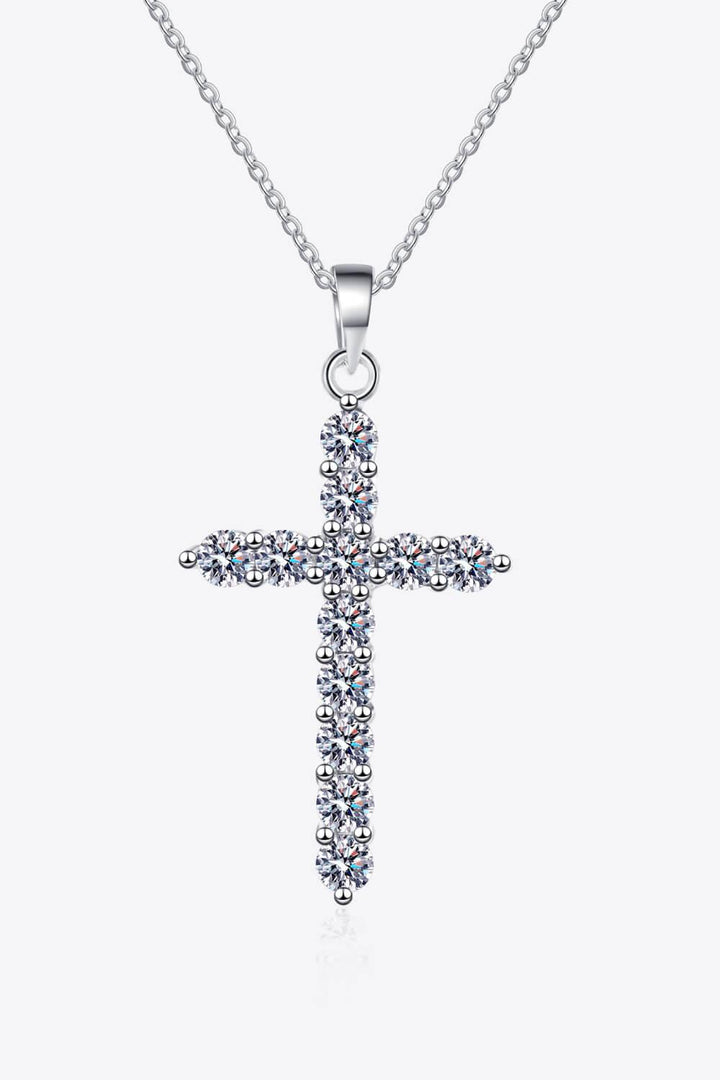 925 Sterling Silver Cross Moissanite Necklace - Trendha