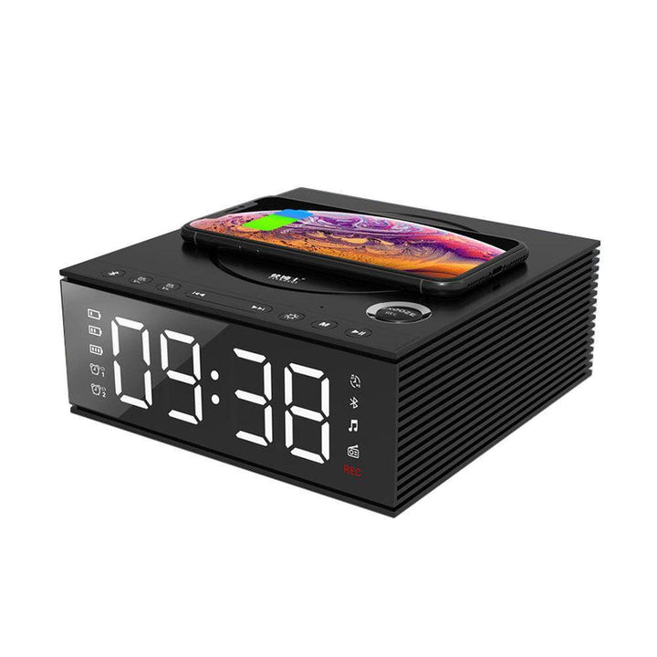 J21S Multifunctional Bluetooth Speaker Phone Wireless Charger FM Radio DIY Alarm Clock Music Record - Trendha