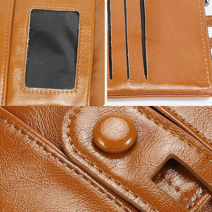 Women RFID Anti Theft 6 Card Slots Oil Wax Bifold Wallet Purse - Trendha
