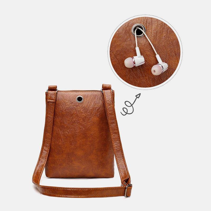 Woman Faux Leather Retro Simple Soft Multi-pocket 6.3 Inch Phone Bag Shoulder Bag Crossbody Bag - Trendha