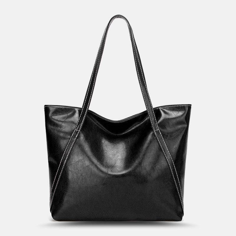 Women PU Leather Spring Vintage Large Capacity Shoulder Bag Handbag Tote - Trendha