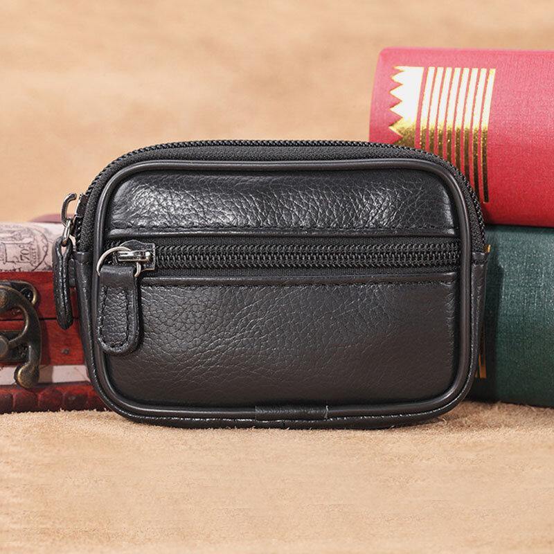Men Genuine Leather Vinatge Simple Small Belt Bag Waist Bag - Trendha