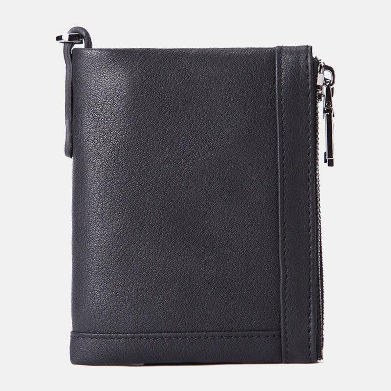 Men Genuine Leather Cowhide RFID Blocking Anti-theft Retro Business Card Holder Wallet - Trendha