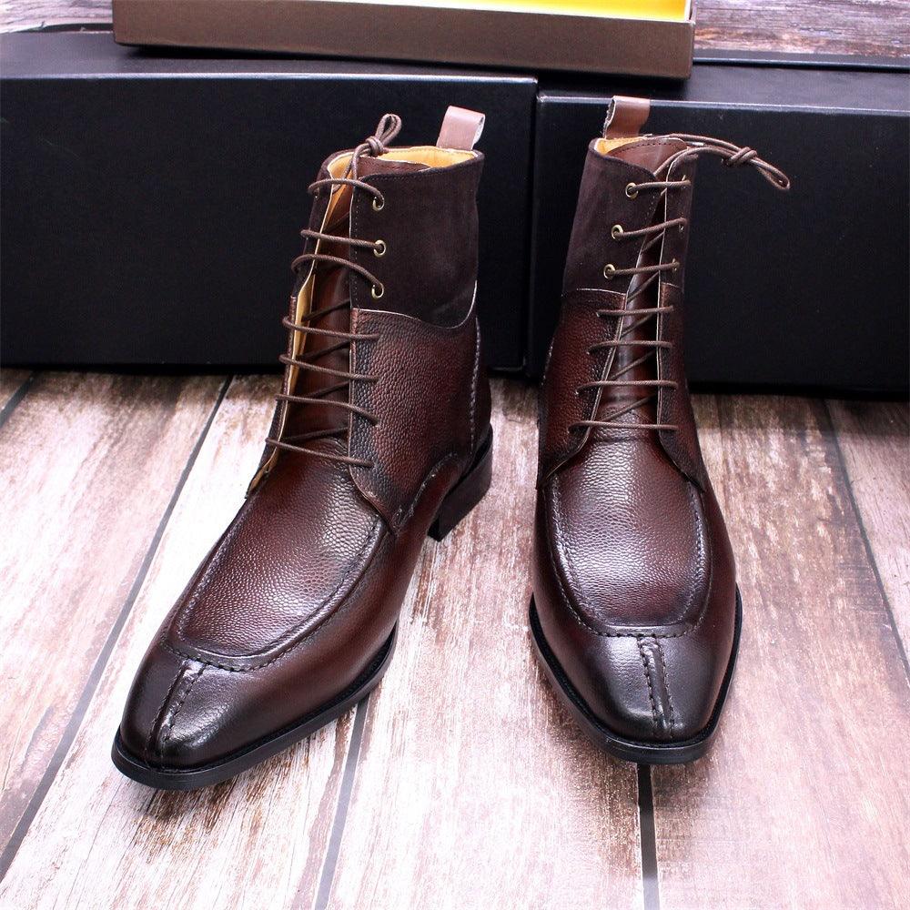 Trendy Motorcycle Boots Handmade Leather Men's Boots - Trendha