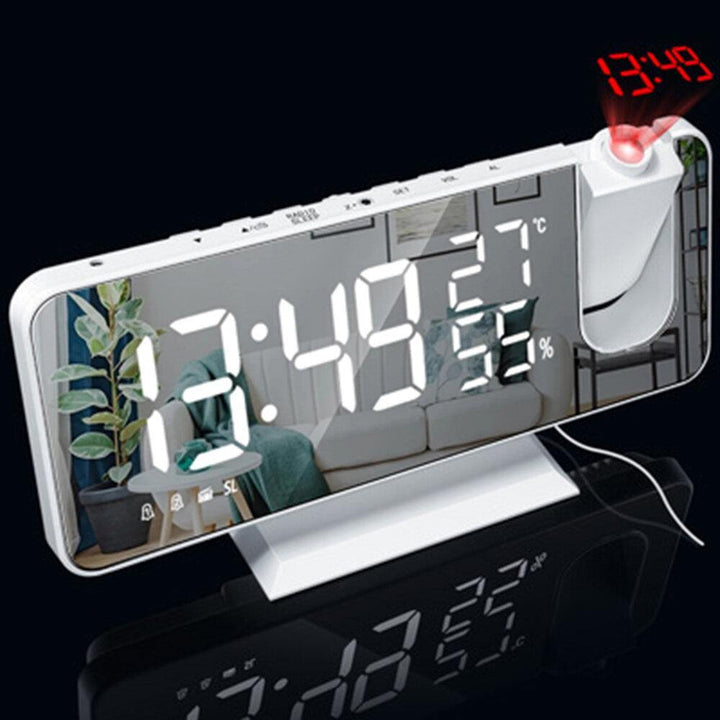 Electronic LED Projector Alarm Clock Desktop Digital Projection Alarm Clock Smart Home Bedroom Bedside Clock - Trendha