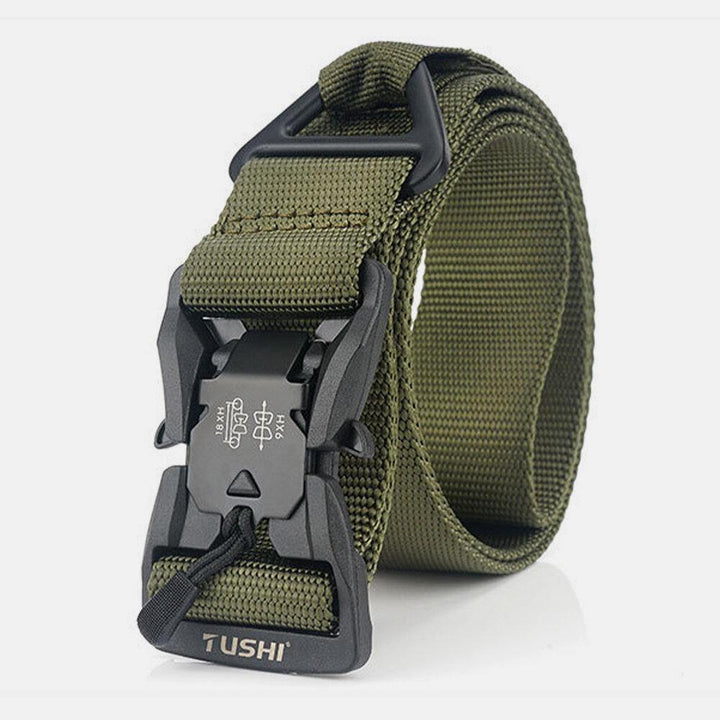 Men Nylon Braided 125cm Magnet Quick Release Insert-Buckle Multifunctional Outdoor Training Tactical Belts - Trendha