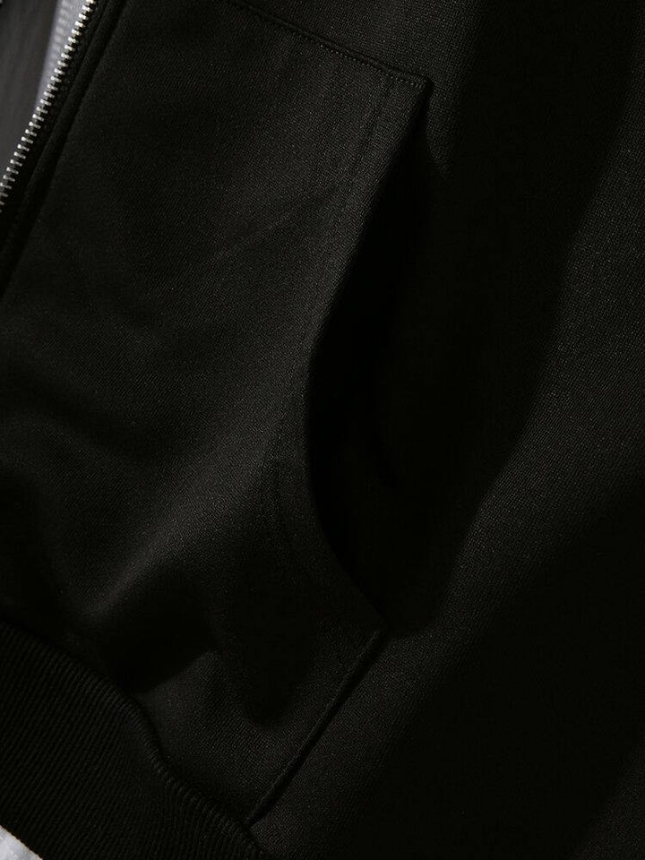 Mens Hooded Zipper Long Sleeve Black Cardigans With Pocket - Trendha