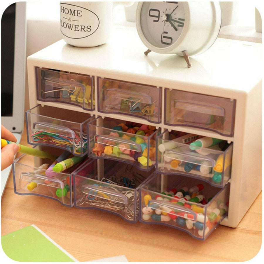 Plastic 9 Lattice Portable Mini Debris Cabinets Amall Drawer Jewelry Storage Box - Trendha