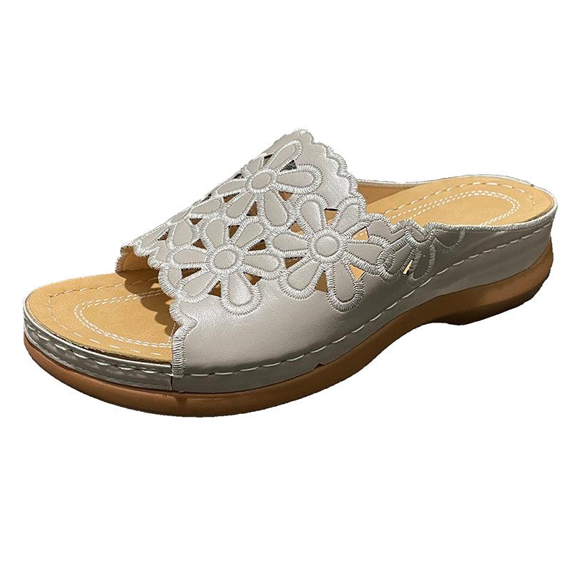 Wide Bottom Breathable Carved Fish Mouth Shoes - Trendha