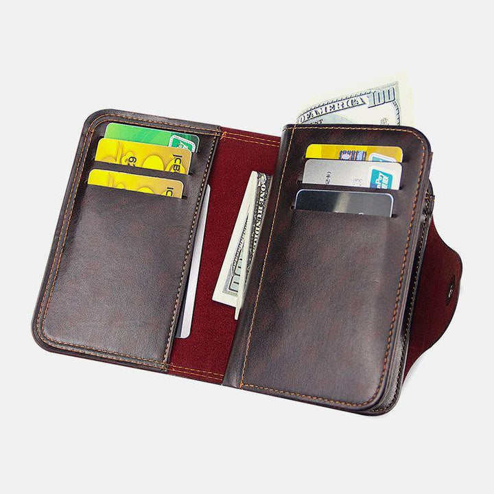 Men Faux Leather Large Capacity Fashion Business Retro Multi-slot Card Holder Wallet - Trendha