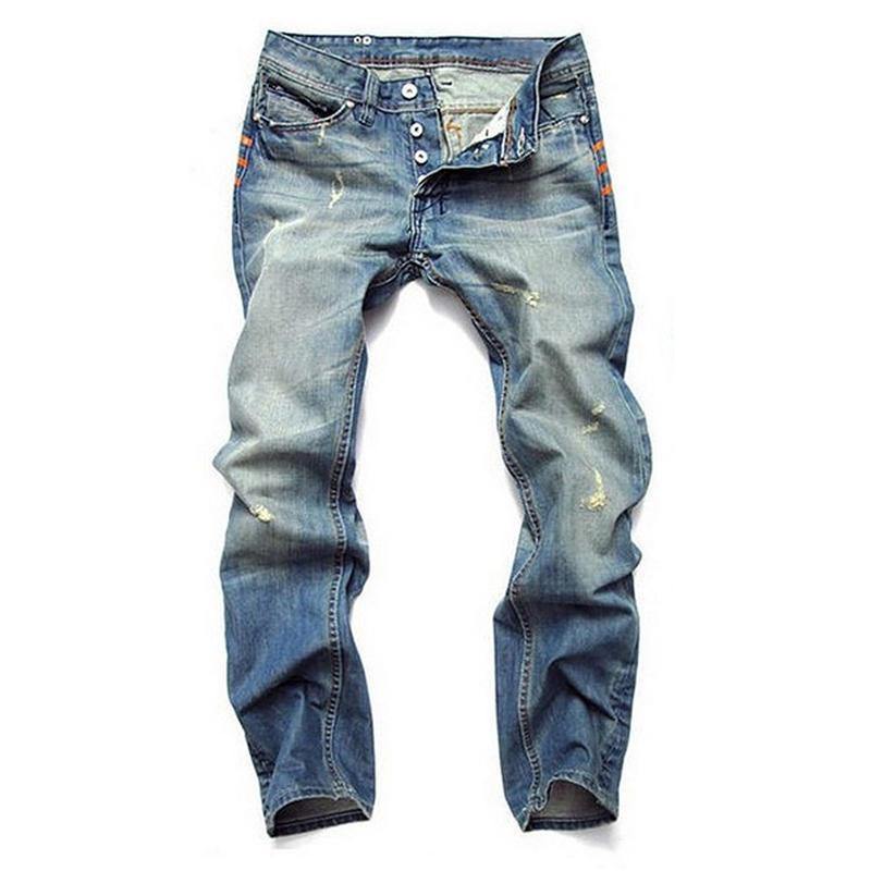 Men's Ripped Fold Stitching Straight Washed Jeans - Fashionable and Trendy Jeans for Men - Trendha