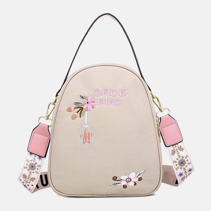 Women Oxford Embroidery Ethnic Multi-carry Earphone Backpack Shoulder Bag Handbag - Trendha