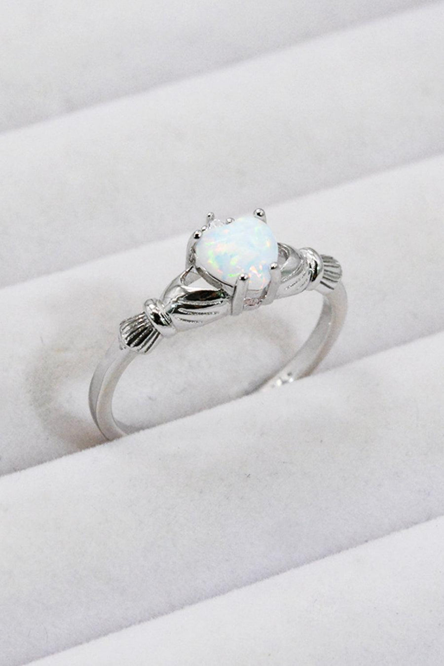 925 Sterling Silver Heart Opal Ring - Trendha