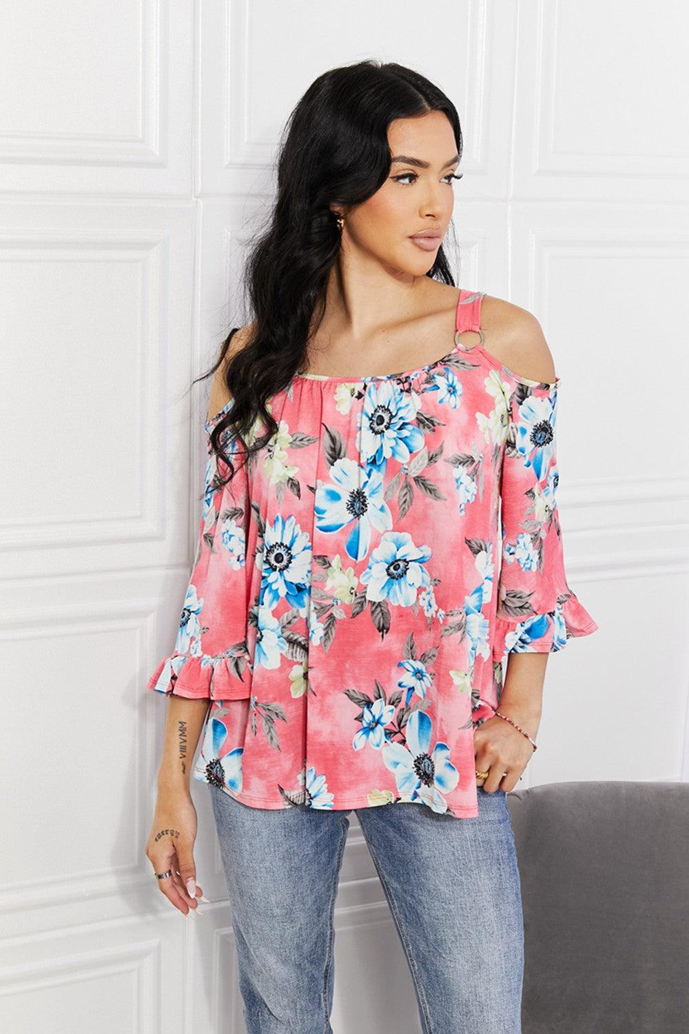 Sew In Love Full Size Fresh Take Floral Cold-Shoulder Top - Trendha